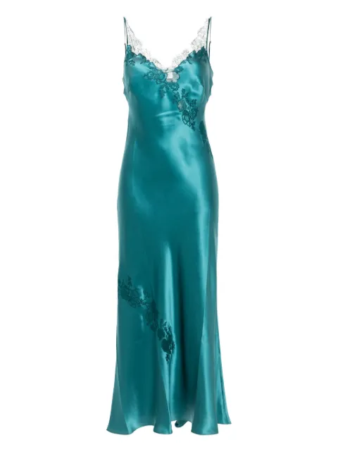 Carine Gilson vestido de noche de seda con ribete de encaje