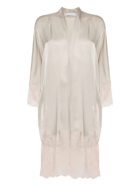 Carine Gilson Calais-Caudry lace-trim silk robe