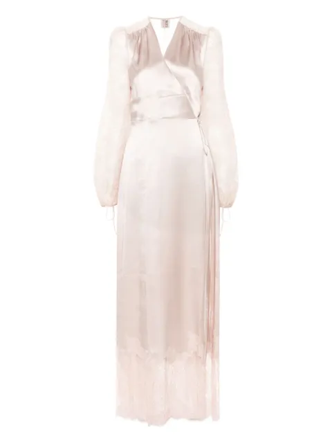 Carine Gilson lace-panels silk wrap dress