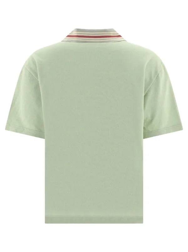 KAPITAL Striped Collar half-zip Polo Shirt | Green | FARFETCH