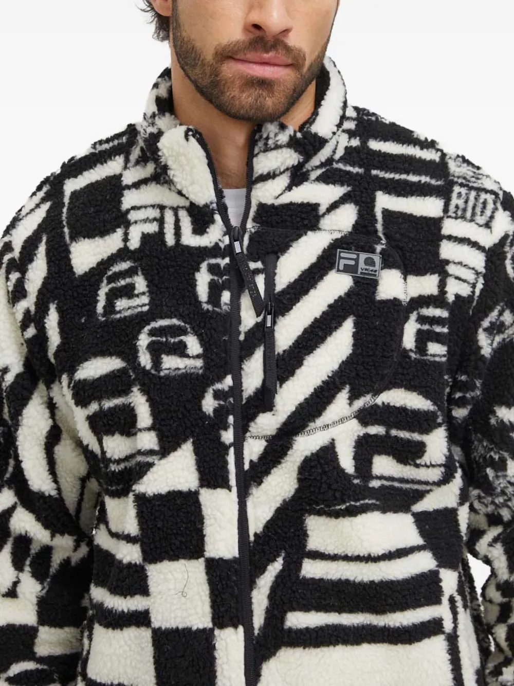 Fila Textured Zip-up Jacket In Black