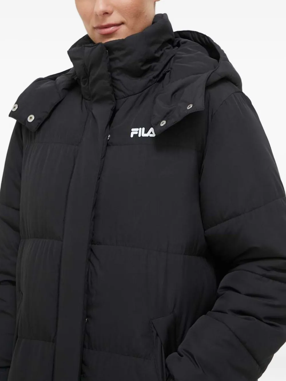 Fila Braunfels Hooded Puffer Coat In Black