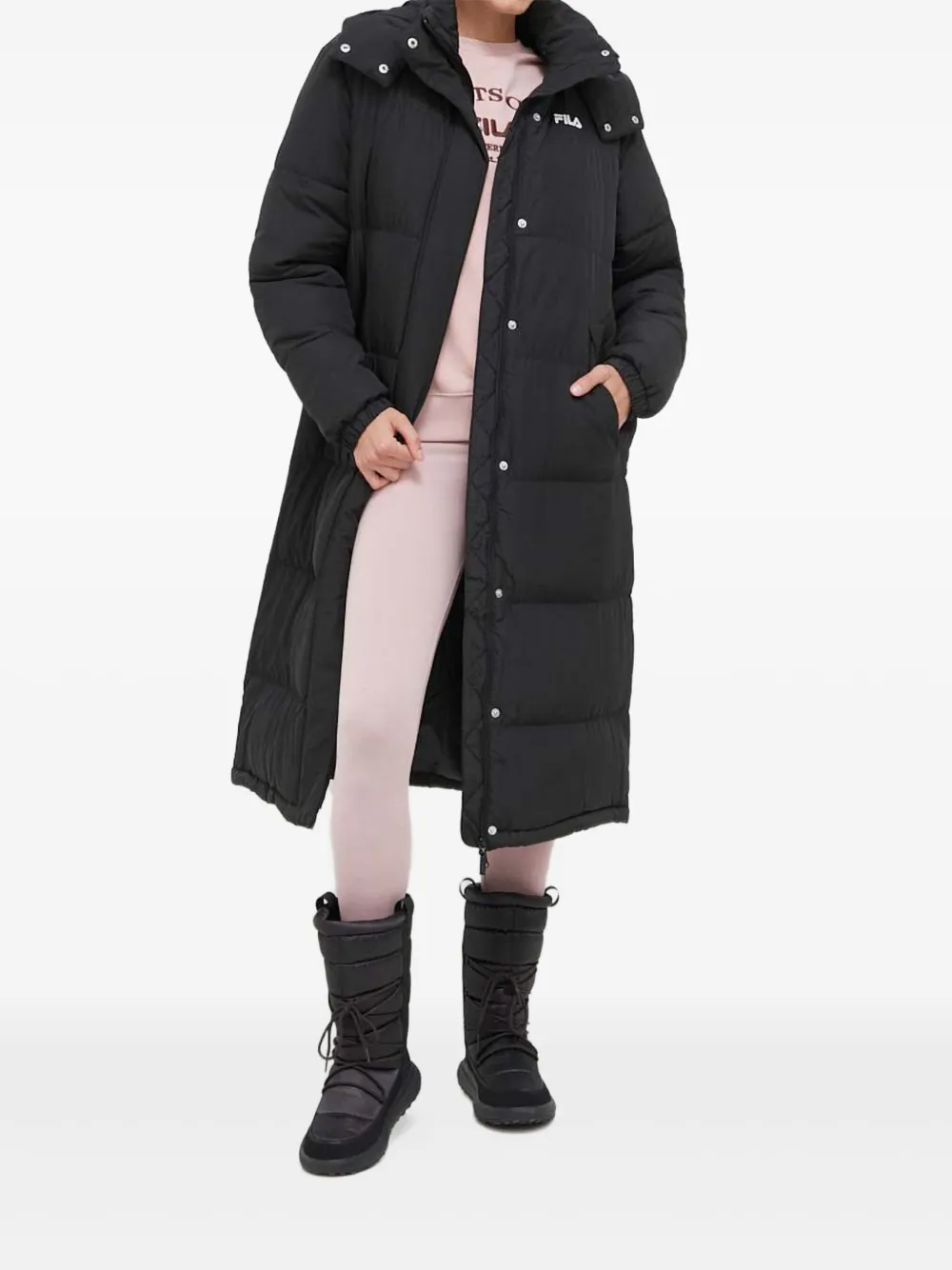 Fila Braunfels Hooded Puffer Coat In Black