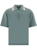 KAPITAL striped collar half-zip polo shirt - Blue