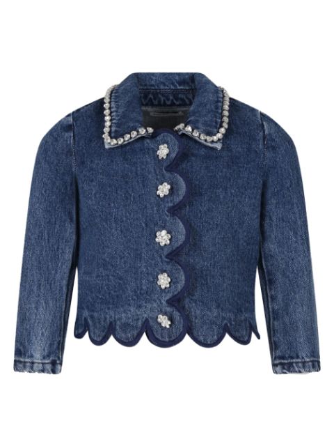 Self-Portrait Kids crystal-embellished denim shirt