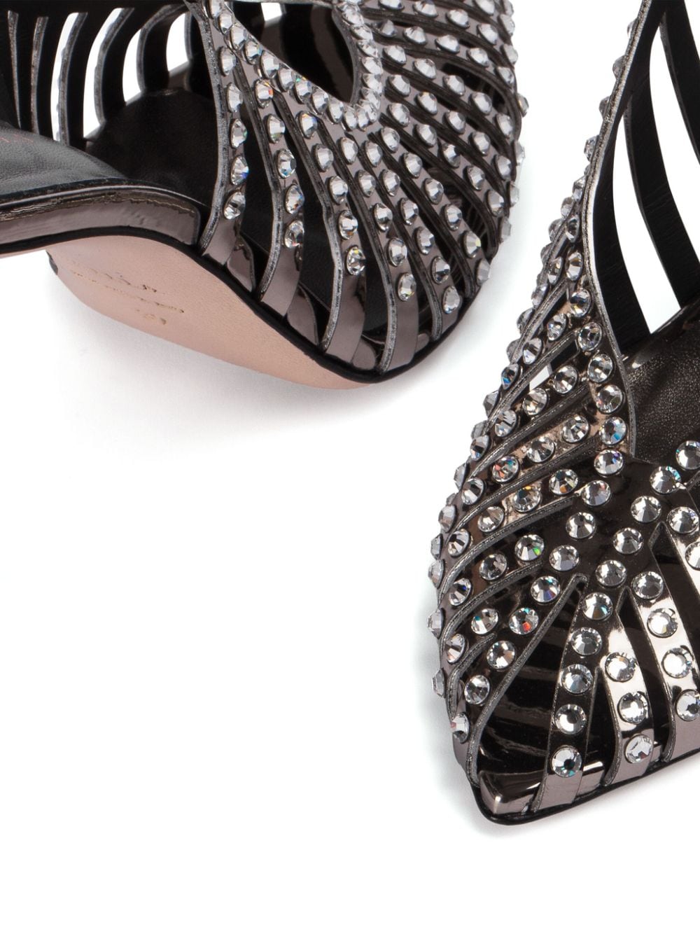 Le Silla Cage pumps verfraaid met kristallen Zilver