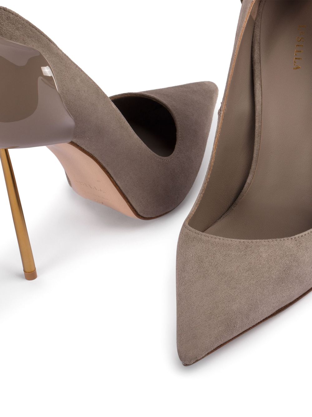 Shop Le Silla Petalo Leather Pumps In Grey