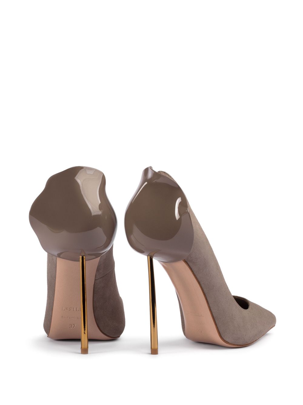 Shop Le Silla Petalo Leather Pumps In Grey