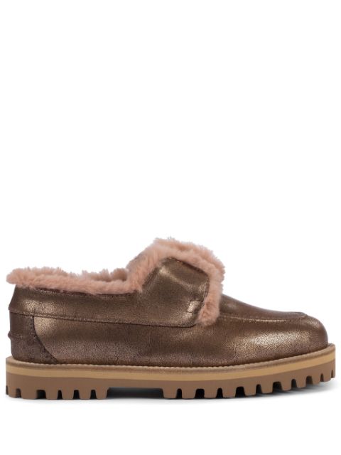 Le Silla Yacht shearling-trim leather loafers Women