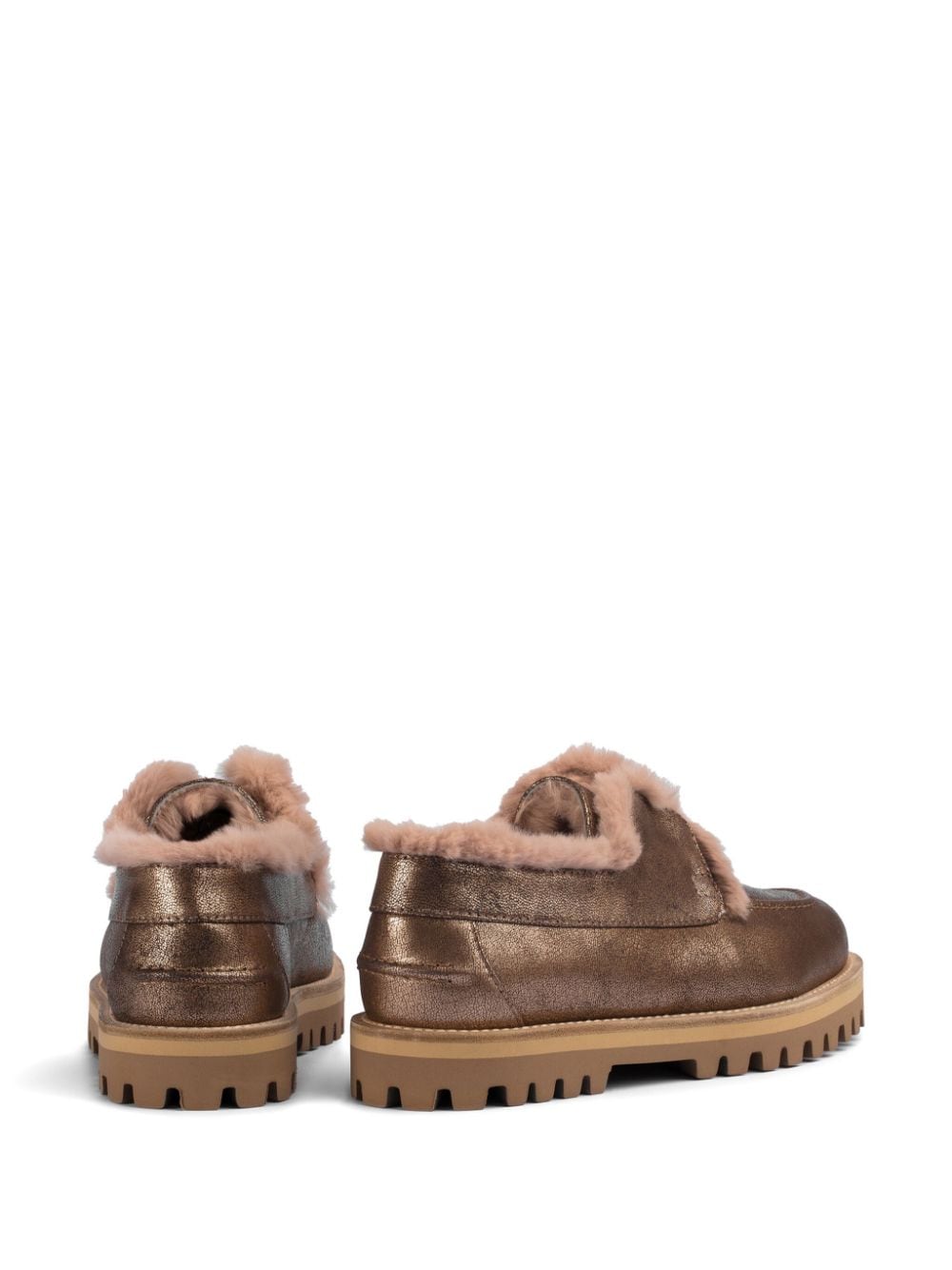 Shop Le Silla Yacht Shearling-trim Leather Loafers In Brown