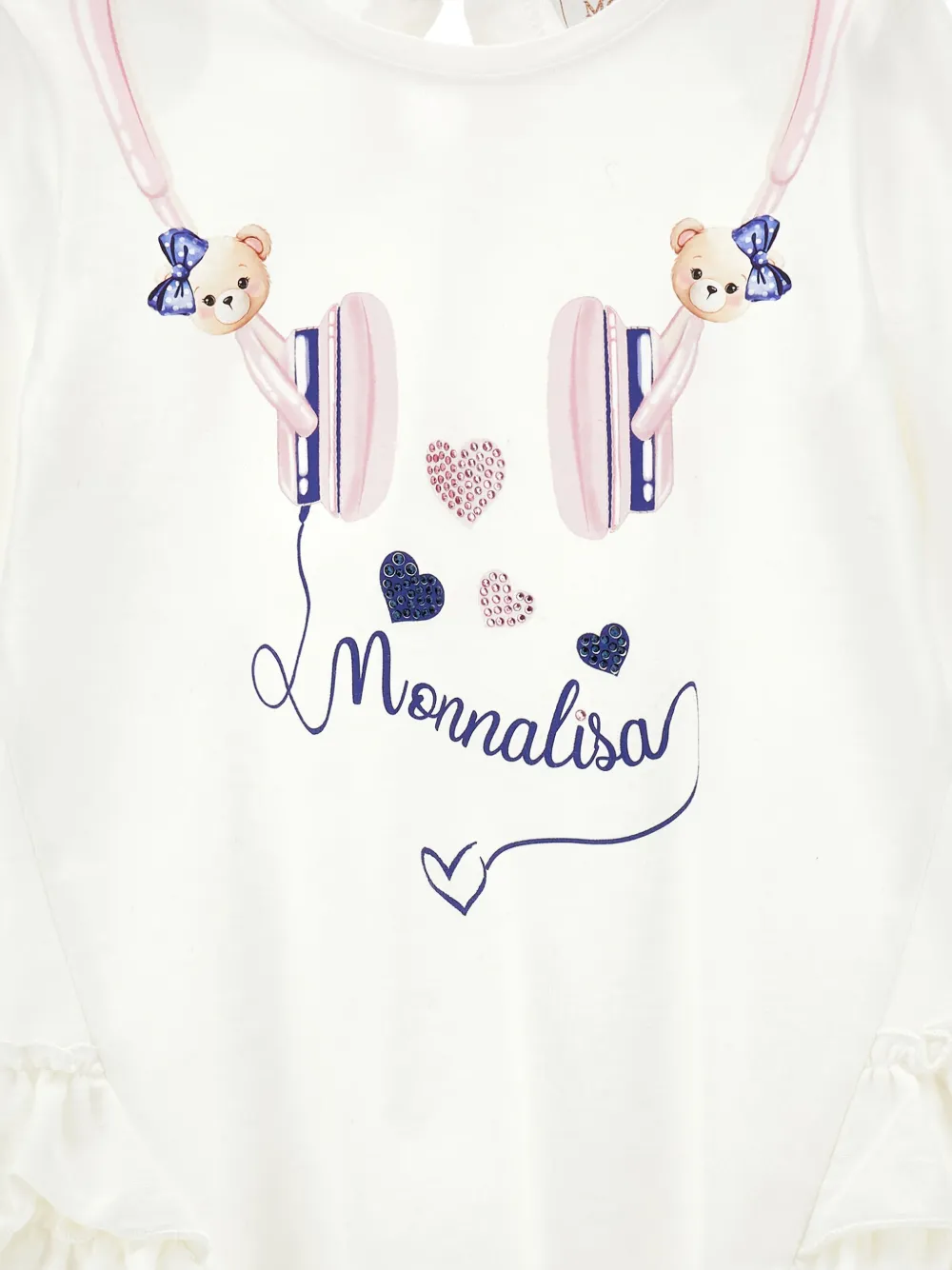 Monnalisa Top en broek met ruches en print Wit