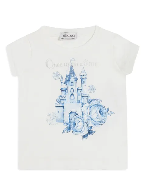 Monnalisa Castle-print cotton T-shirt