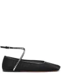 Amina Muaddi Ane crystal-embellished mesh ballerina shoes - Black