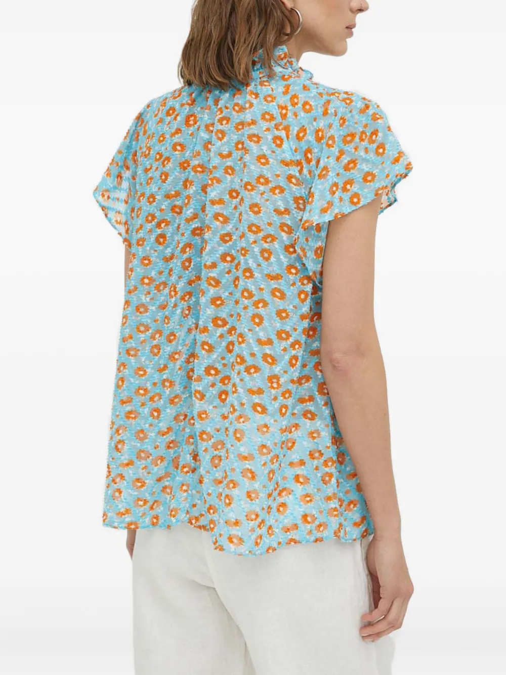 Samsoe & Samsoe Ruffled Floral Top In Blue