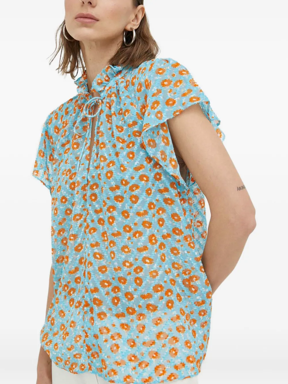 SAMSOE SAMSOE ruffled floral top | Blue | Image 1