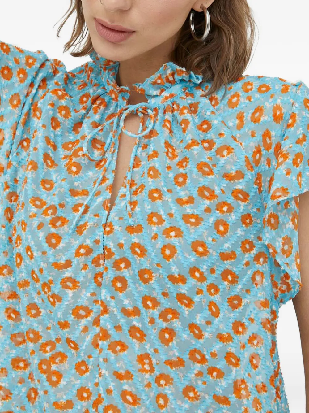 Samsoe & Samsoe Ruffled Floral Top In Blue
