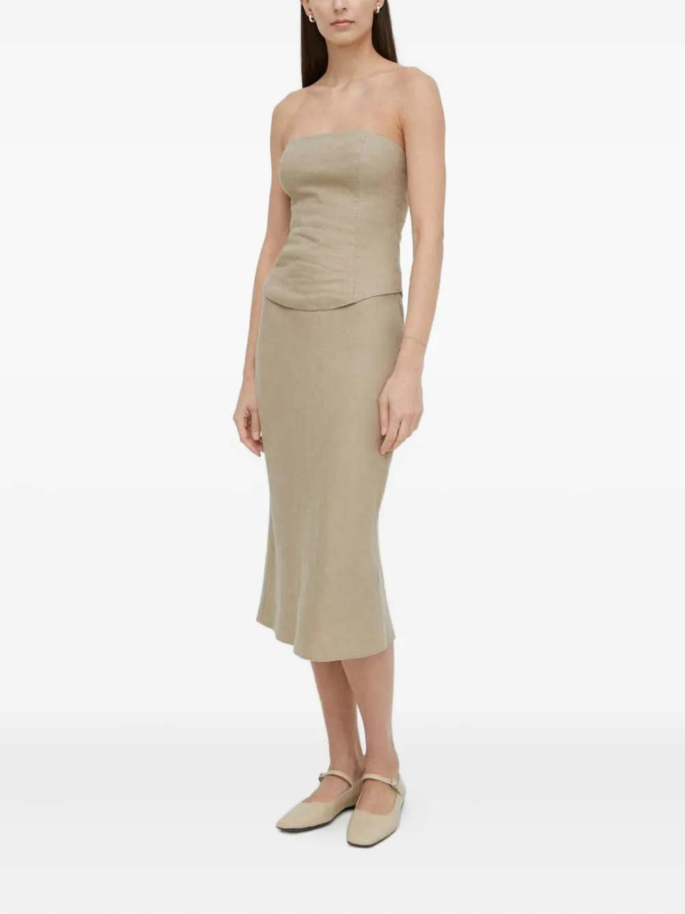 Samsoe & Samsoe Saagneta Zip Midi Skirt In Neutral