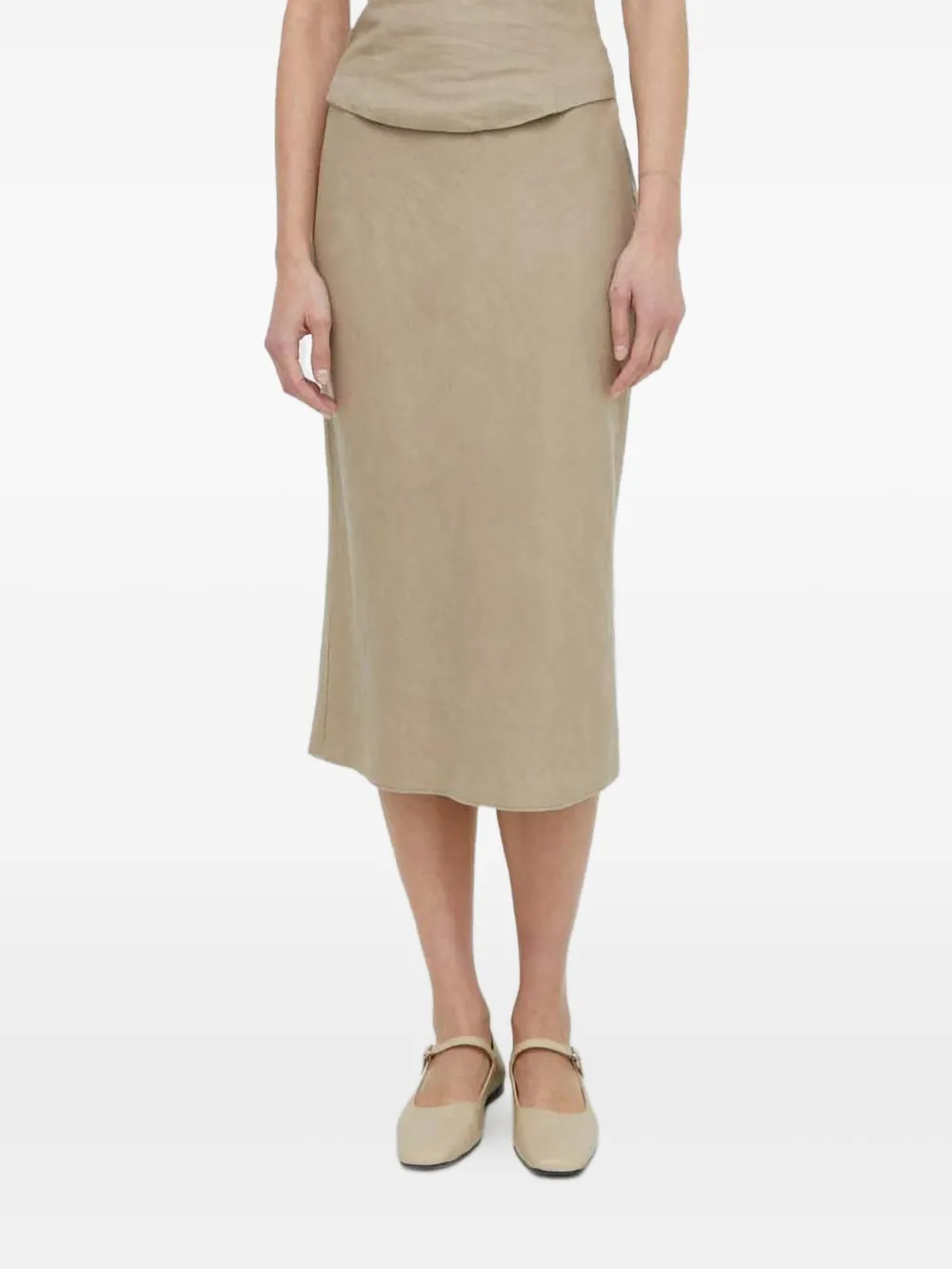 Samsoe & Samsoe Saagneta Zip Midi Skirt In Neutral