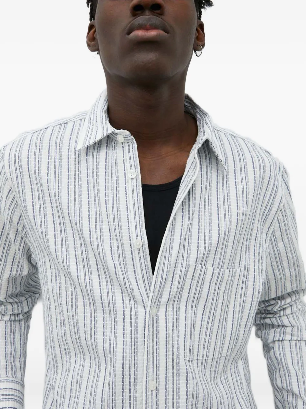 Samsoe & Samsoe Striped-pattern Long-sleeve Shirt In White