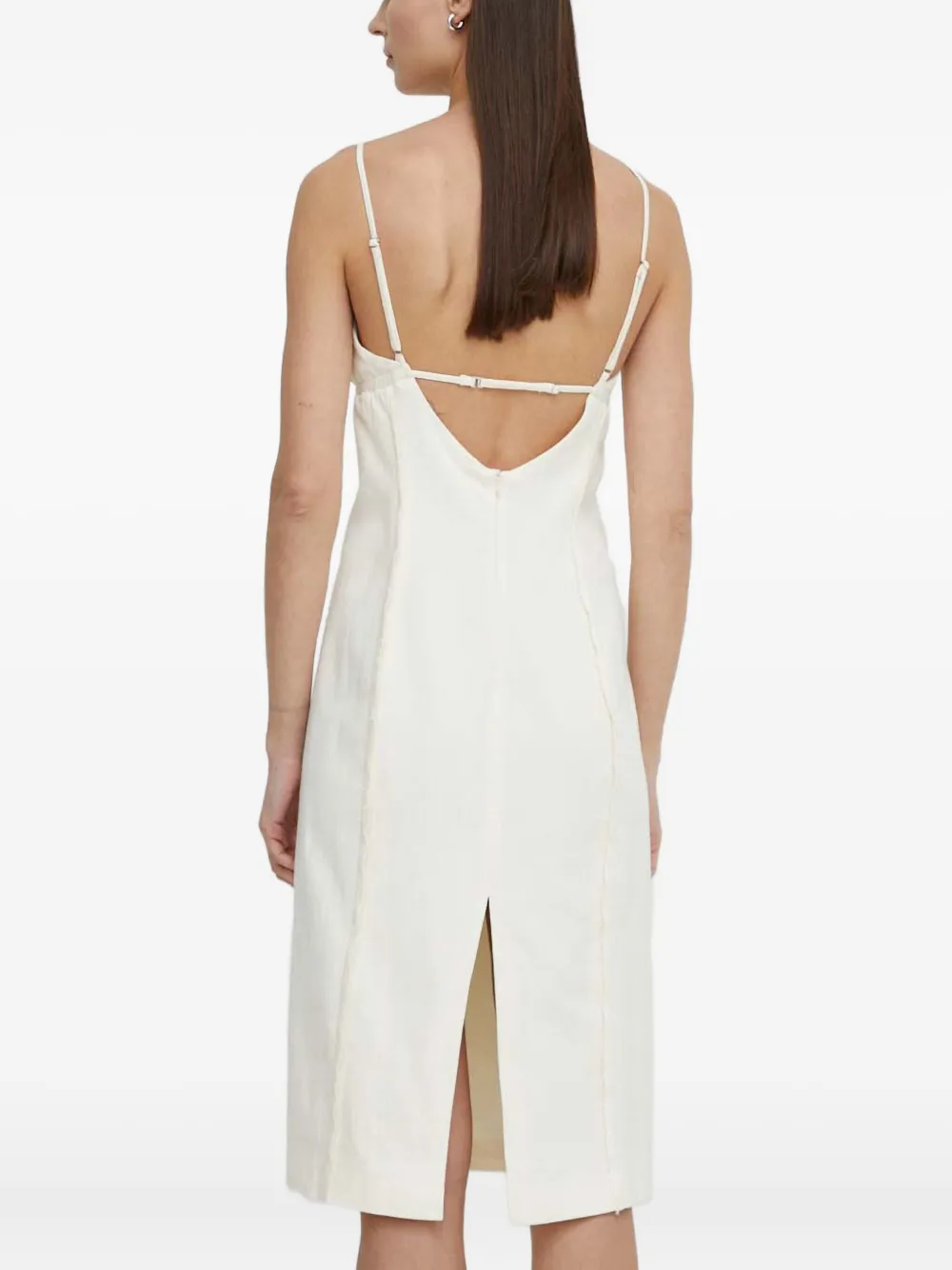 SAMSOE Midi-jurk met ruches Beige