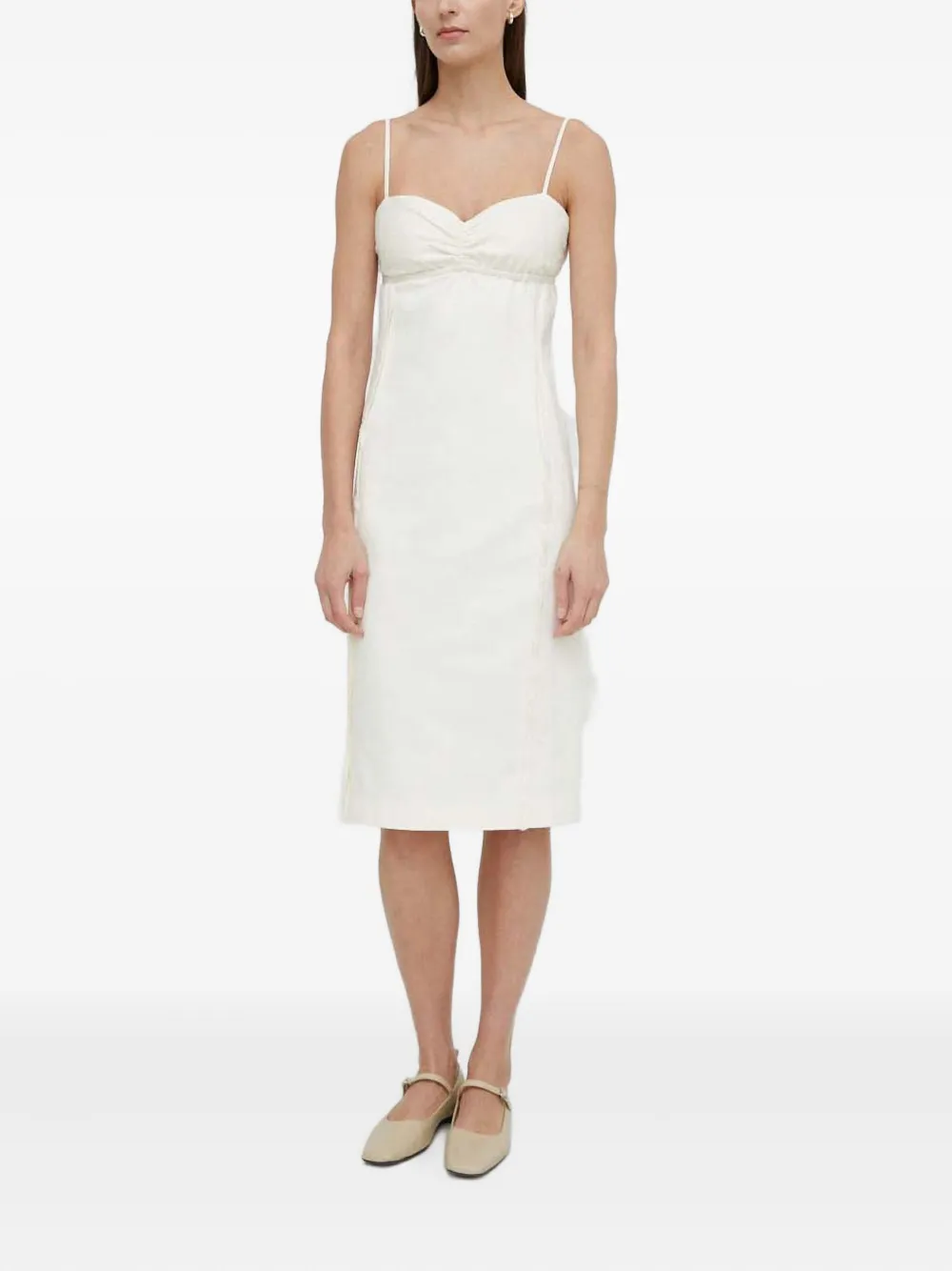 SAMSOE SAMSOE Midi-jurk met ruches - Beige