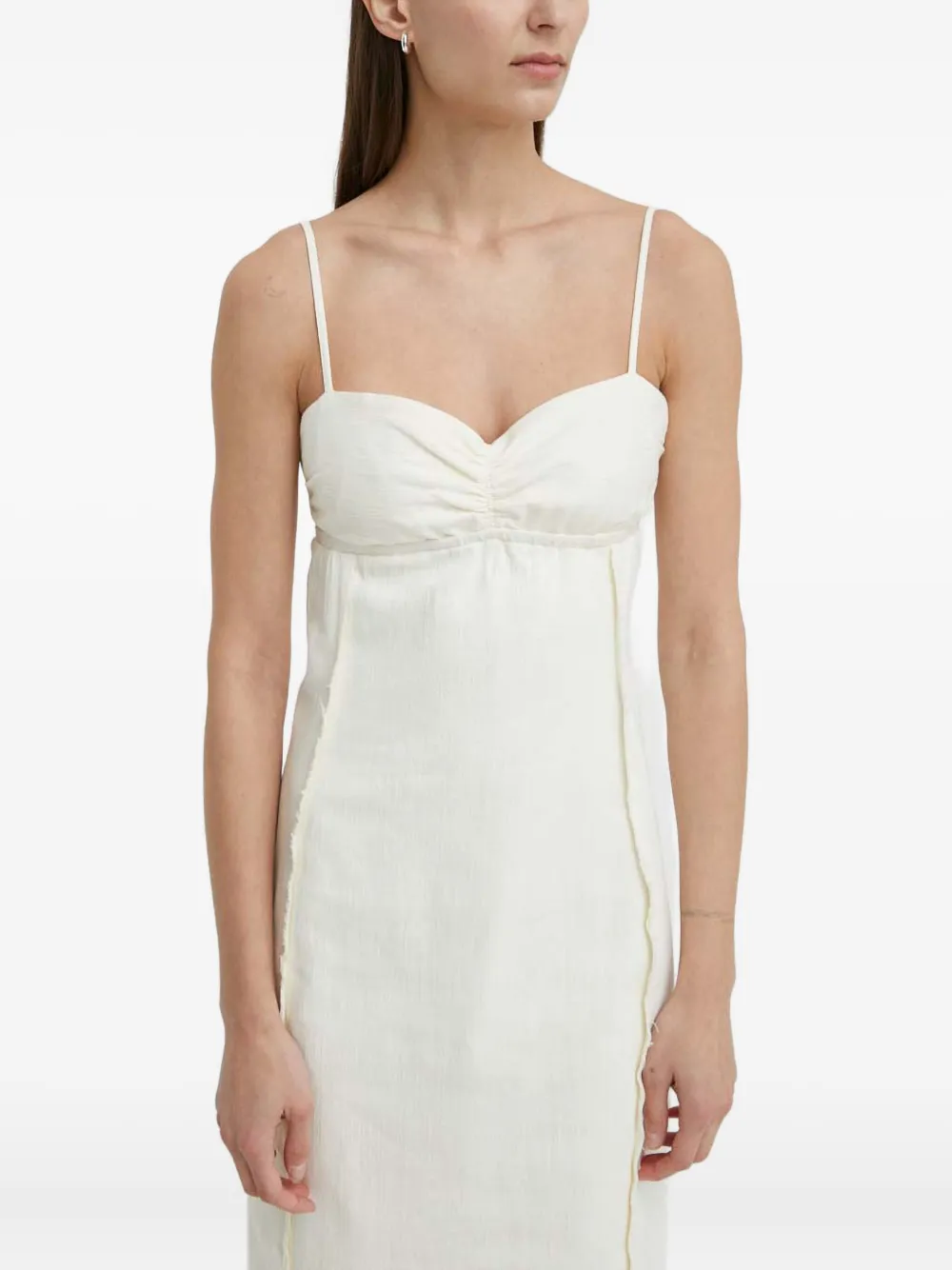 SAMSOE Midi-jurk met ruches Beige