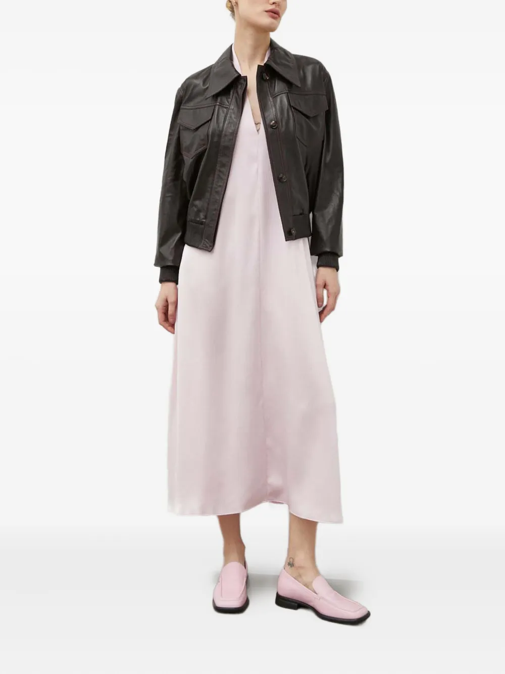 SAMSOE SAMSOE Sacille midi-jurk met halternek en zak - Roze