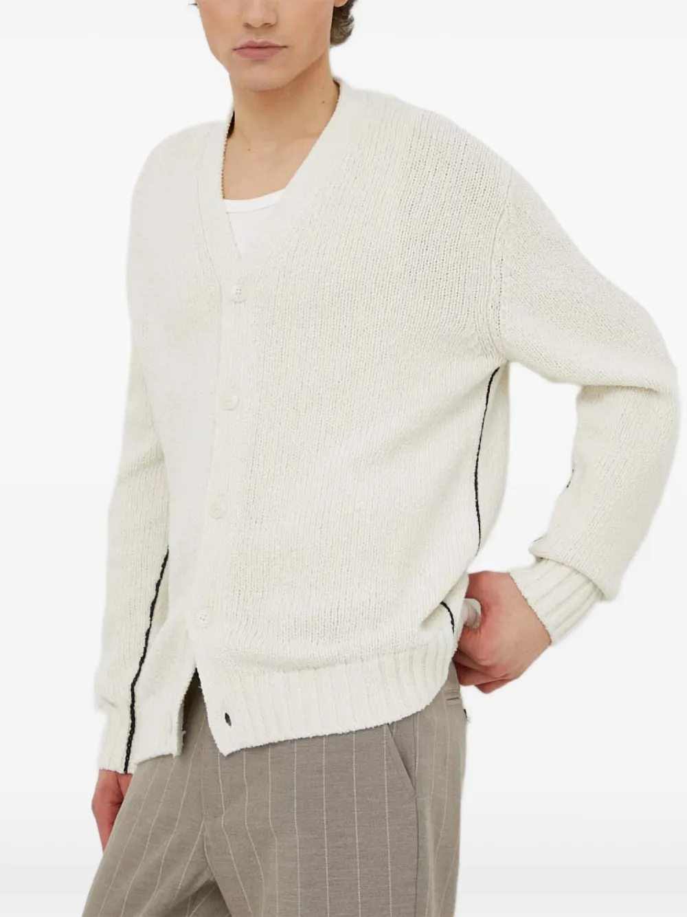 Samsoe & Samsoe Saenzo Button V-neck Cardigan In Neutral