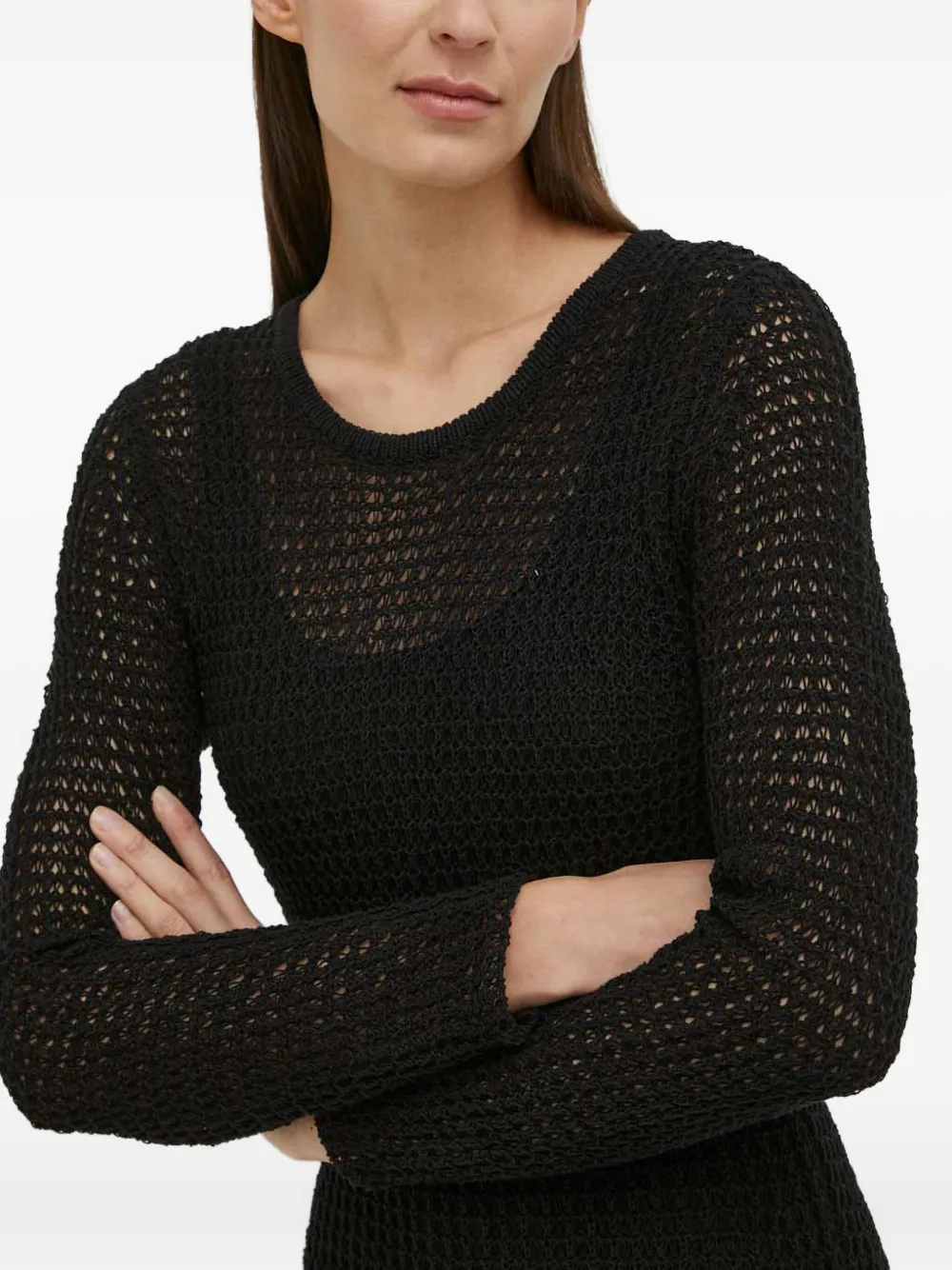 SAMSOE Sayasmine midi-jurk met lange mouwen Zwart