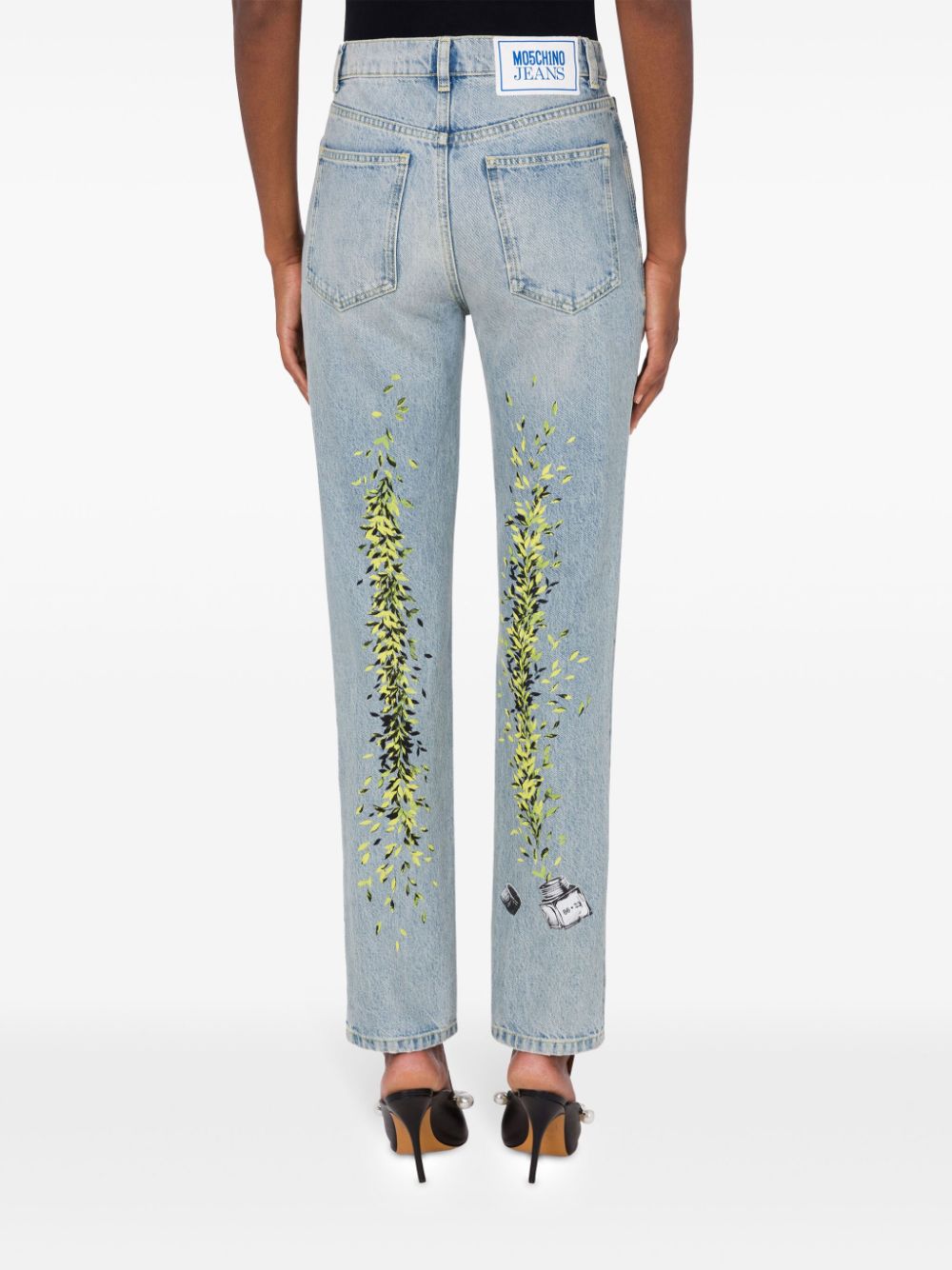 Shop Moschino Jeans Mid-rise Straight-leg Jeans In Blue