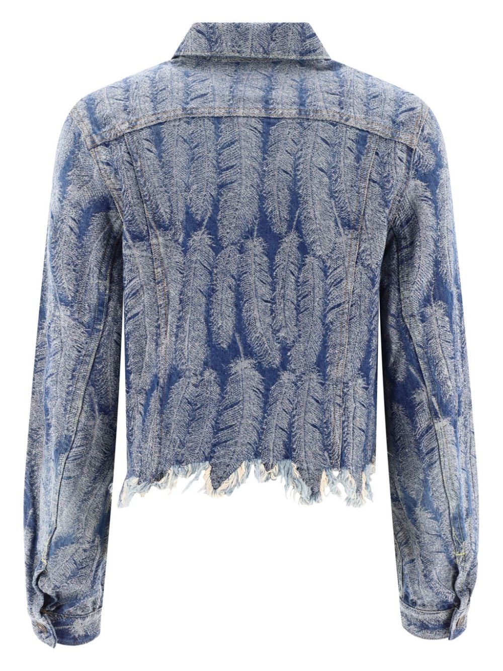 Shop Kapital Buttoned Feather Print Jacket In Blue