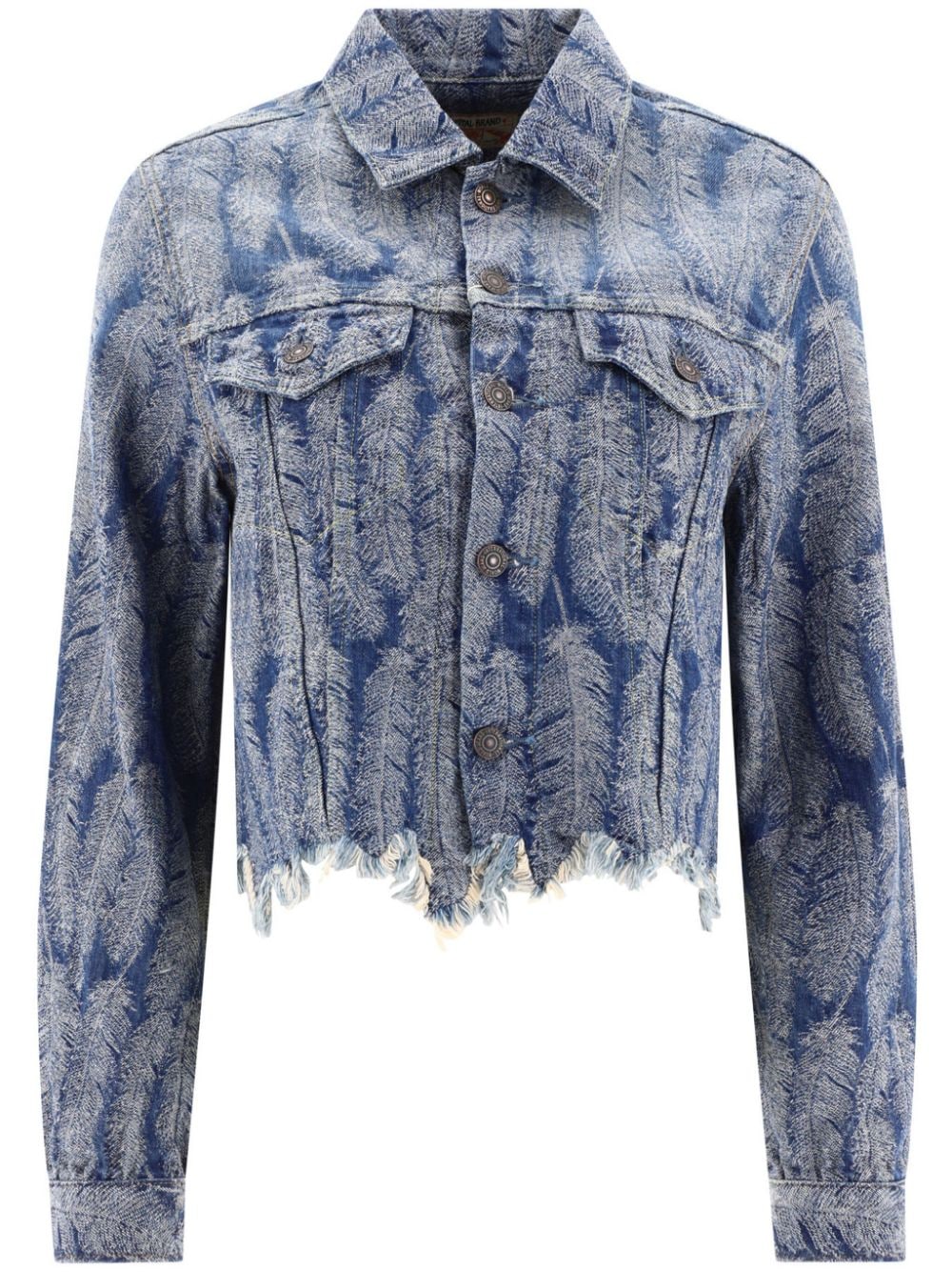 Shop Kapital Buttoned Feather Print Jacket In Blue