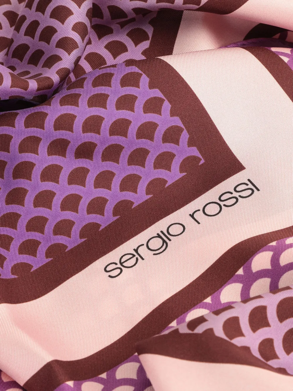Sergio Rossi mermaid scale-pattern silk scarf Roze