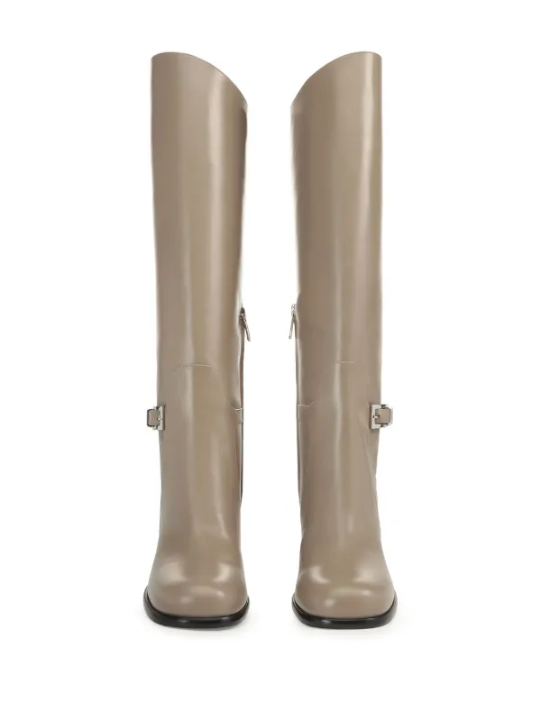 樹*樹様 〈新品未使用〉Sergio Rossi /SR NORA-wedgde Sergio Rossi 80mm Sr Nora Leather Boots | Neutrals | FARFETCH AO