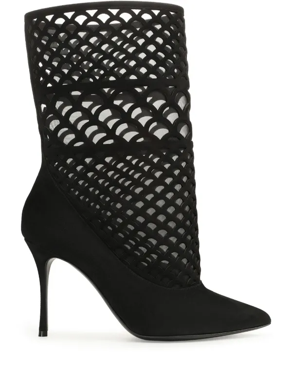 Sergio Rossi Sr Mermaid 90mm Perforated Ankle Boots Black FARFETCH CA