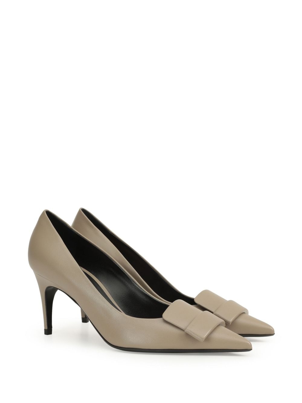 Shop Sergio Rossi Laminated 45mm Leather Shoes In Neutrals