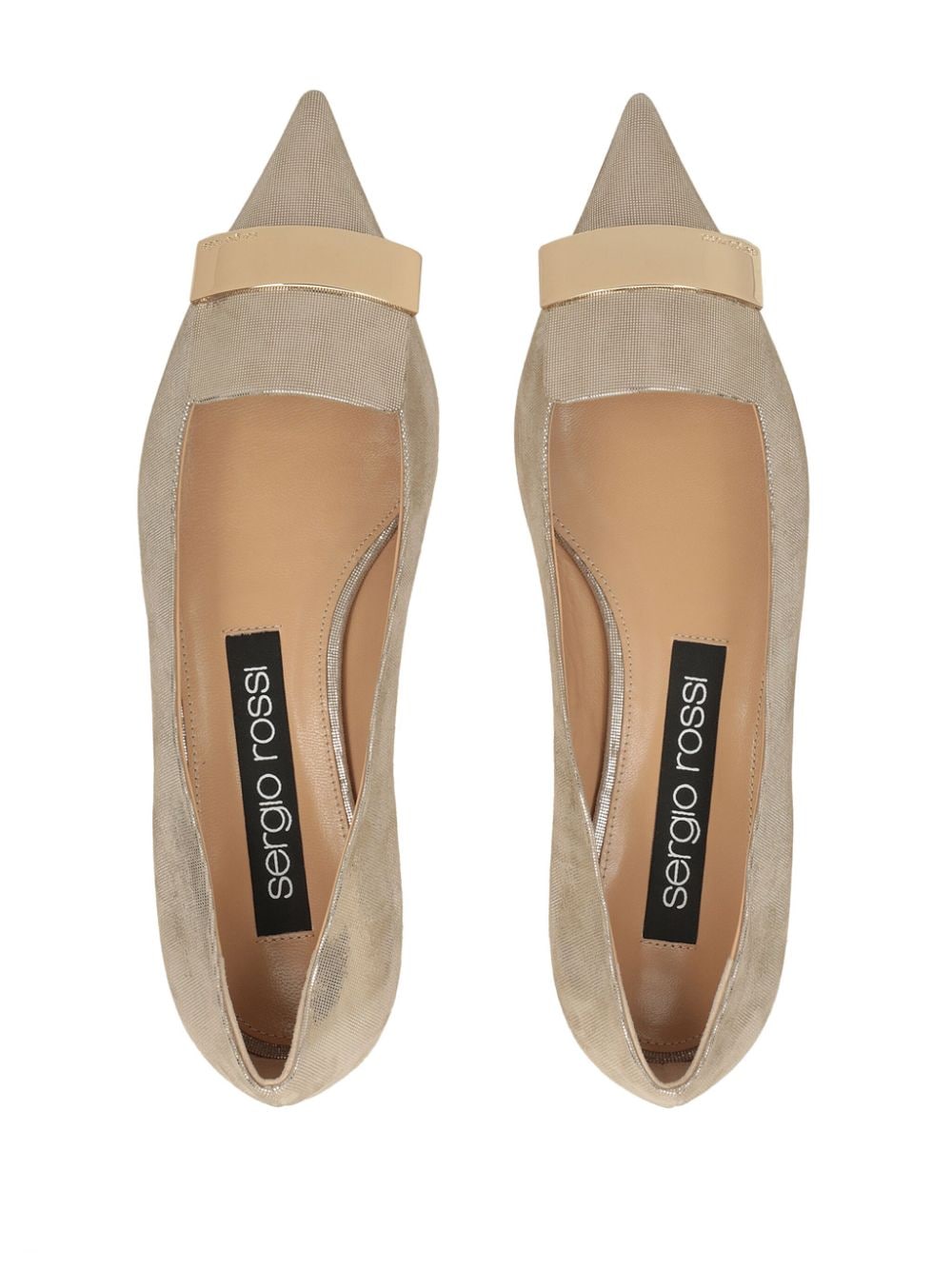 Shop Sergio Rossi Sr1 Ballerina Shoes In Silver