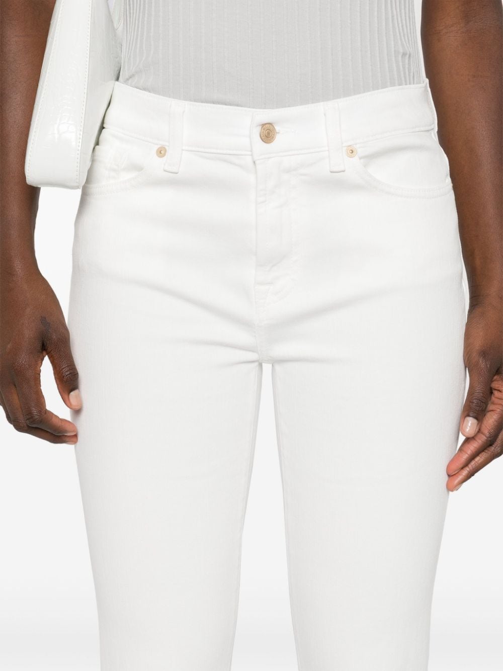 Shop 7 For All Mankind Daisy Mid-rise Cropped Jeans In White