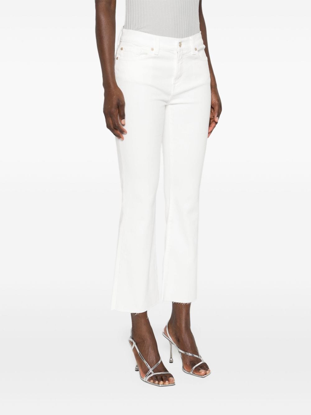 Shop 7 For All Mankind Daisy Mid-rise Cropped Jeans In White