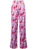 Bernadette pansy print silk trousers - Red