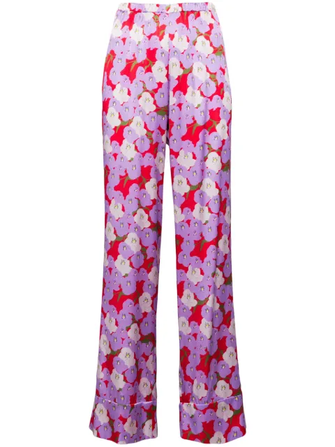 Bernadette pansy print silk trousers
