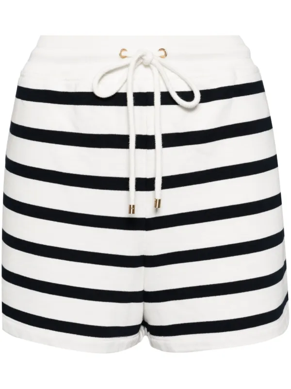 Frame Striped Varsity Shorts in White