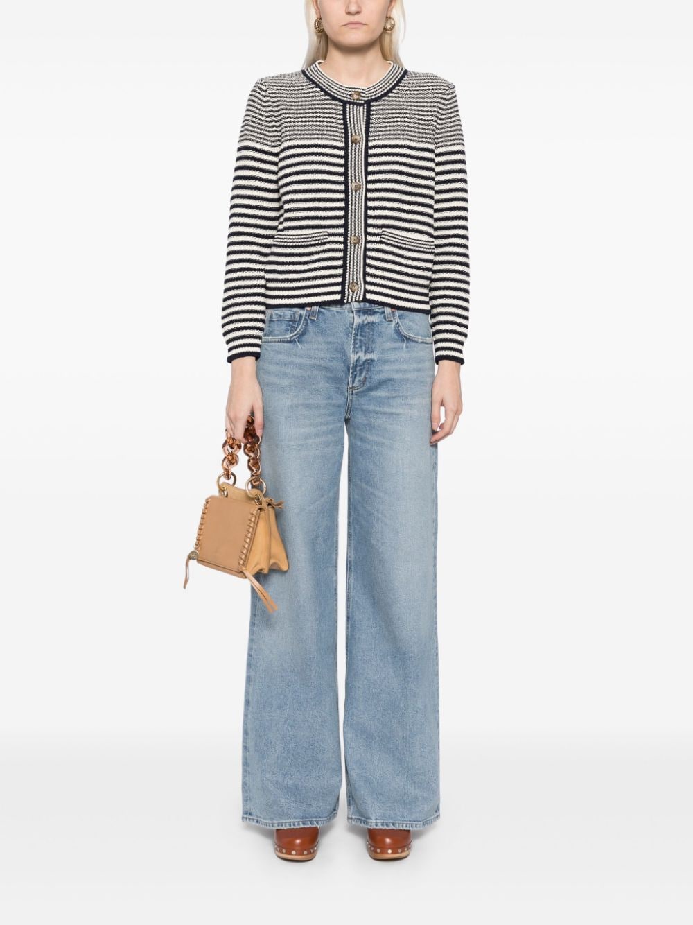 FRAME Breton striped cardigan - Zwart