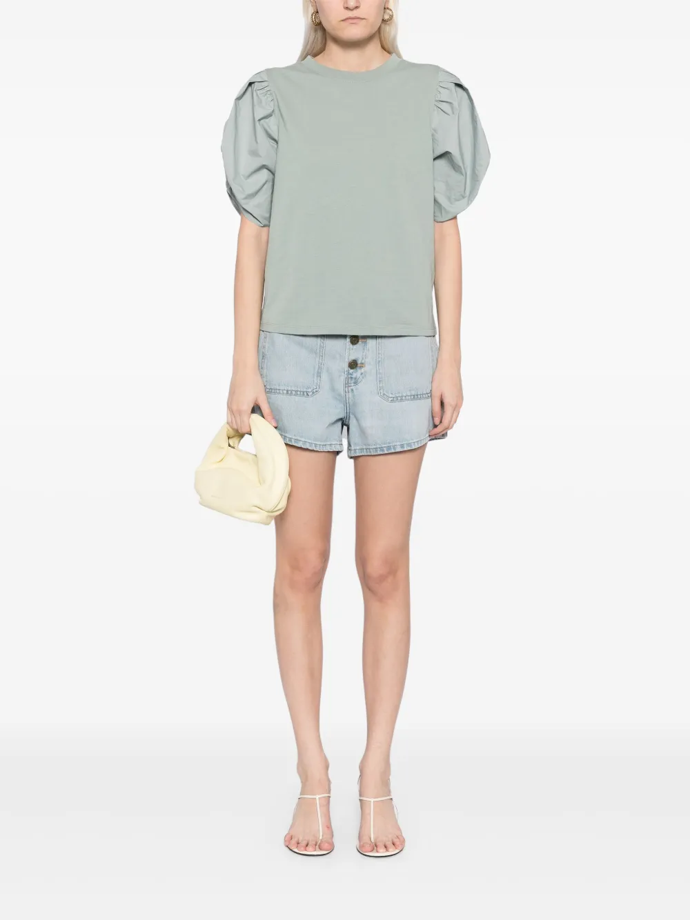 FRAME T-shirt met geplooid detail Groen
