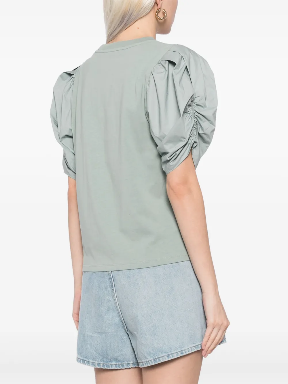 FRAME T-shirt met geplooid detail Groen