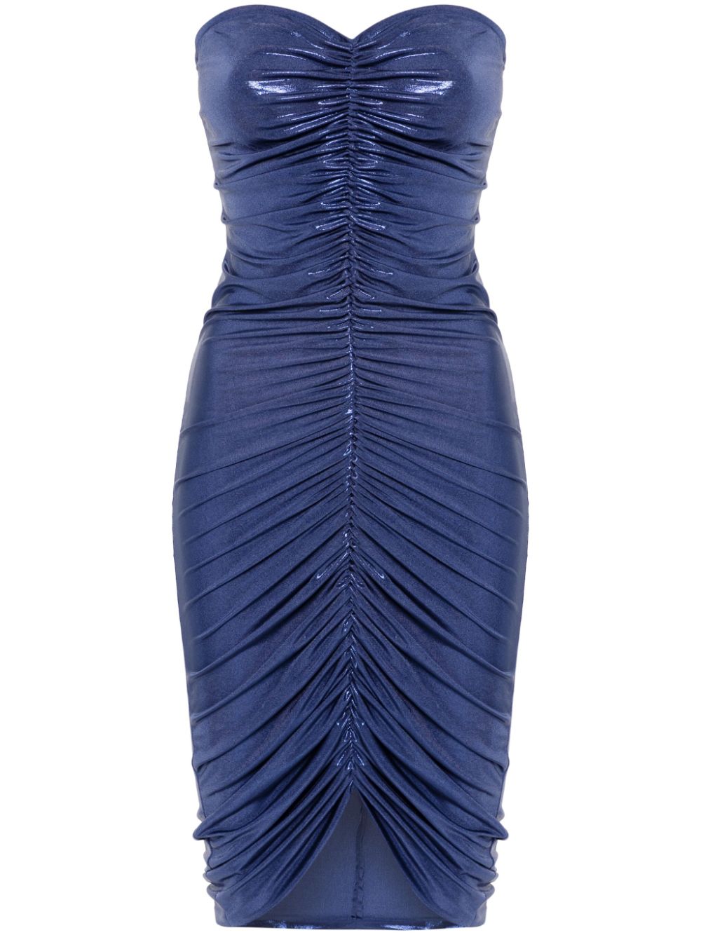 Norma Kamali strapless shirred dress - Blue