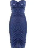 Norma Kamali strapless shirred dress - Blue