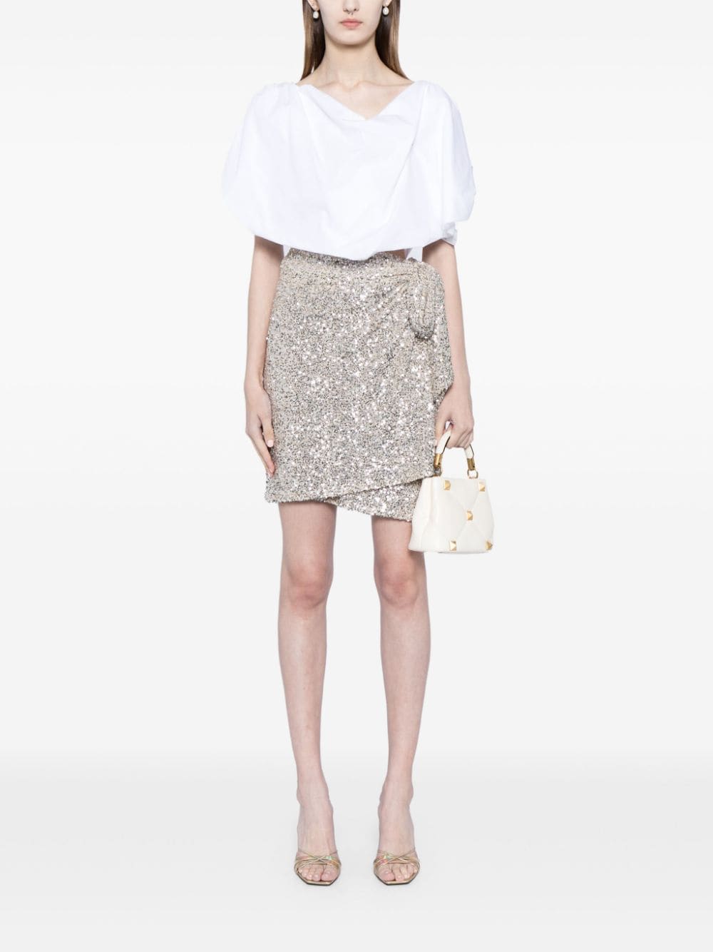 Shop Never Fully Dressed Jaspre Sequin-embellished Skirt In Silver