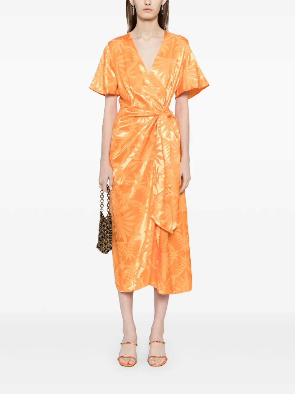 NEVER FULLY DRESSED Vienna jurk met palmprint - Oranje