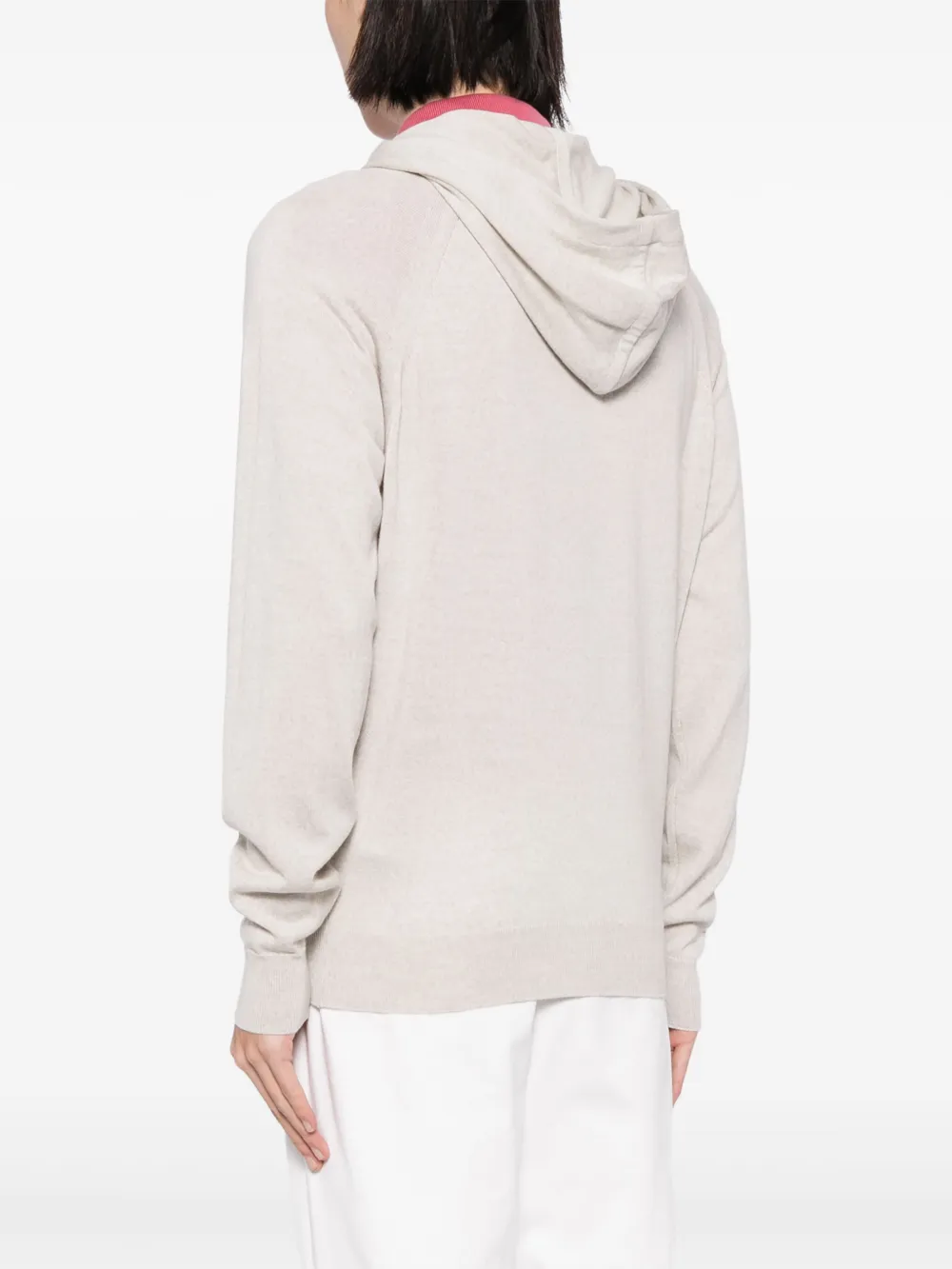 John Smedley Hoodie met rits Beige